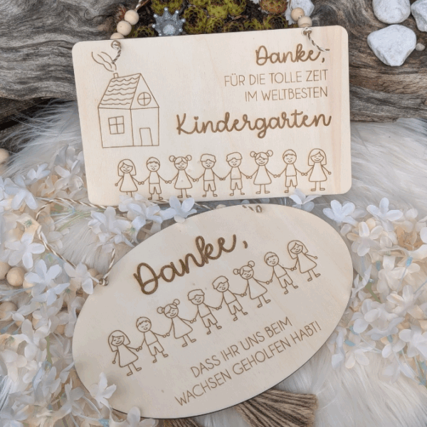 SVG Laserdatei 2er Set Schilder Holzscheiben Geschenkidee Abschied Kindergarten Kindergartenabschied Danke Kita Kiga SVG Datei – Bild 15