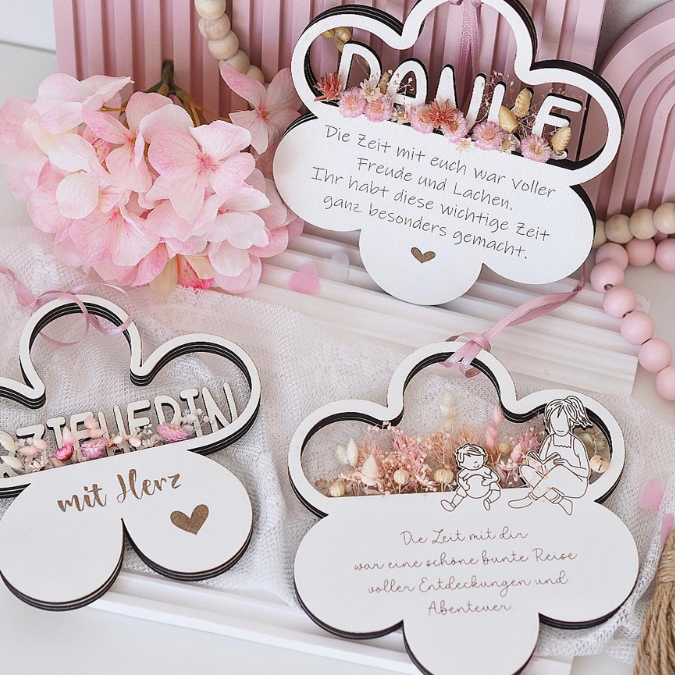 6 Designs Blumen zum Aufhängen und füllen mit Blumen oder Geld Kindergartenabschier Erzieherin KiTa Erzieherin Danke SVG Laserdatei Lasercut – Bild 19