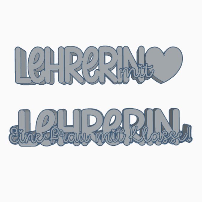 STL 3D Druck Datei 2er Schriftzug Lehrerin mit Herz zum füllen mit Blumen Aufsteller 3D-Druck Datei Abschied Schule Geschenkidee Lehrer – Bild 2