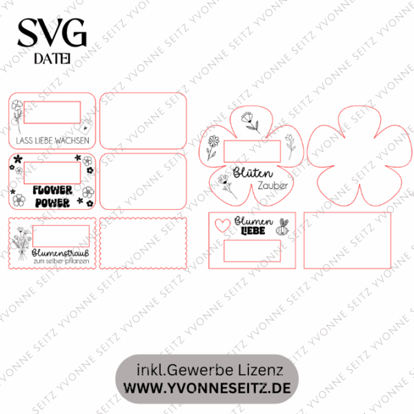 SVG Laserdatei Designs Halter für Blumensamen Samen Gastgeschenk Hochzeit Mitbringsel Geschenkidee SVG Datei Reagenzglas