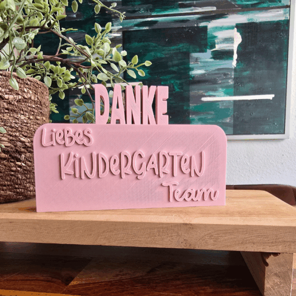3D Druck Datei STL Kindergartenabschied Danke liebes Kindergartenteam Aufsteller mit öffnung für BlumenFloral 3D-Druck Datei – Bild 3