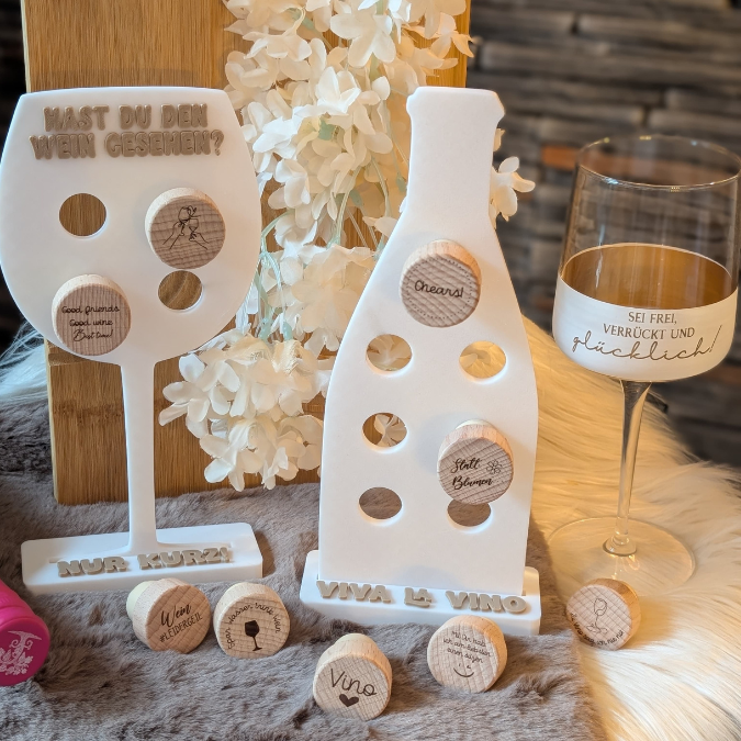 STL 3D Druck Datei in 2 Designs Weinkorken Ständer Korken Halter Weinflasche und Weinglas Vino Wein 3D-Druck Datei – Bild 9