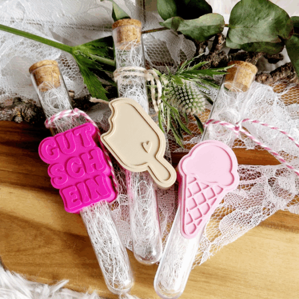 STL 3D Druck Datei 6 Designs in 3 Größen Eis Sommer Einladung Gutschein Aufschieber Wunscherfüller Reagenzglas Geldgeschenk 3D-Druck Datei – Bild 7