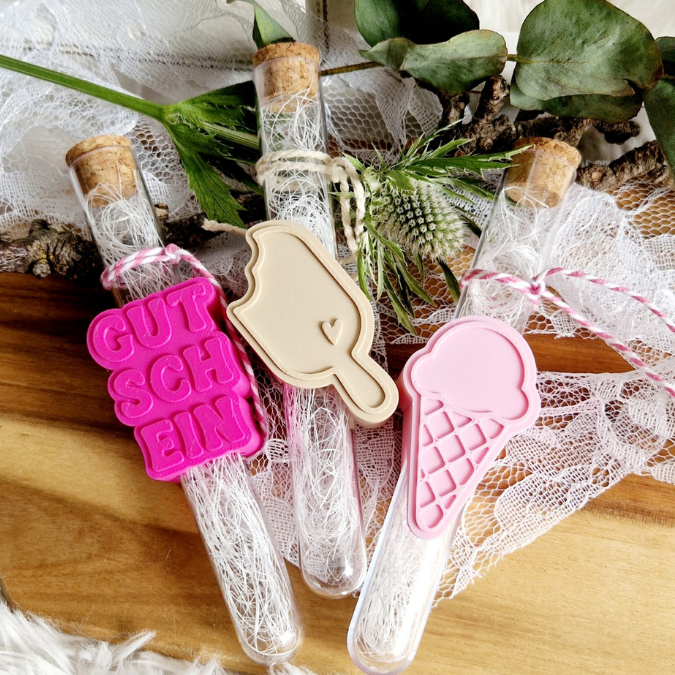 STL 3D Druck Datei 6 Designs in 3 Größen Eis Sommer Einladung Gutschein Aufschieber Wunscherfüller Reagenzglas Geldgeschenk 3D-Druck Datei – Bild 7