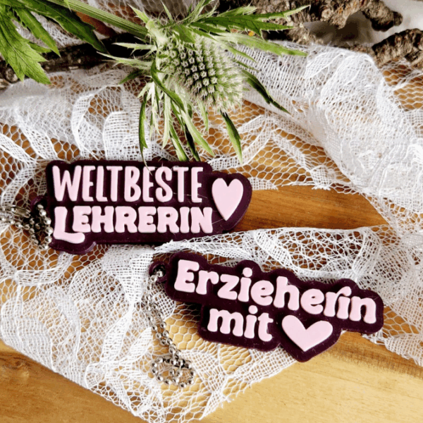STL 3D Druck Datei Schlüsselanhänger 6er Erzieherin mit Herz Lehrerin Lehrer Erzieher 3D-Druck Datei – Bild 6