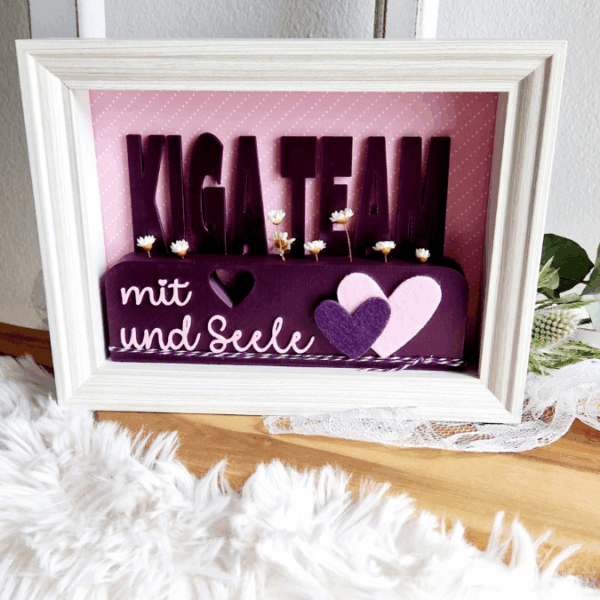 3D Druck Datei STL Kindergartenabschied Danke Kindergarten Kiga Kita Aufsteller mit öffnung für Blumen Floral 3D-Druck Datei – Bild 3