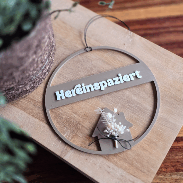 STL 3D Druck Datei 2er Set Kränze Kranz Hereinspaziert und Blanko für Rub Ons mit Haus 3D-Druck Datei – Bild 3