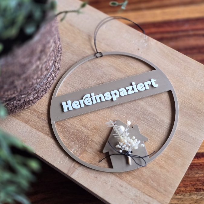STL 3D Druck Datei 2er Set Kränze Kranz Hereinspaziert und Blanko für Rub Ons mit Haus 3D-Druck Datei – Bild 3