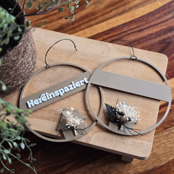 STL 3D Druck Datei 2er Set Kränze Kranz Hereinspaziert und Blanko für Rub Ons mit Haus 3D-Druck Datei
