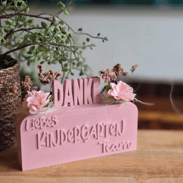 3D Druck Datei STL Kindergartenabschied Danke liebes Kindergartenteam Aufsteller mit öffnung für BlumenFloral 3D-Druck Datei – Bild 5