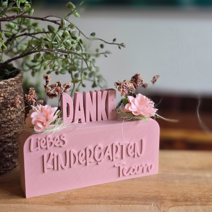 STL 3D Druck Datei Kindergartenabschied Danke liebes Kindergartenteam Aufsteller mit öffnung für BlumenFloral 3D-Druck Datei – Bild 4