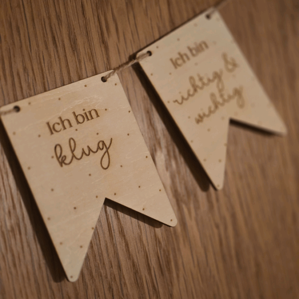 SVG Laser Datei Wimpel Affirmationen Kinderzimmer Deko personalisierbar Ich bin mutig... SVG Datei Kinderzimmerdeko – Bild 8