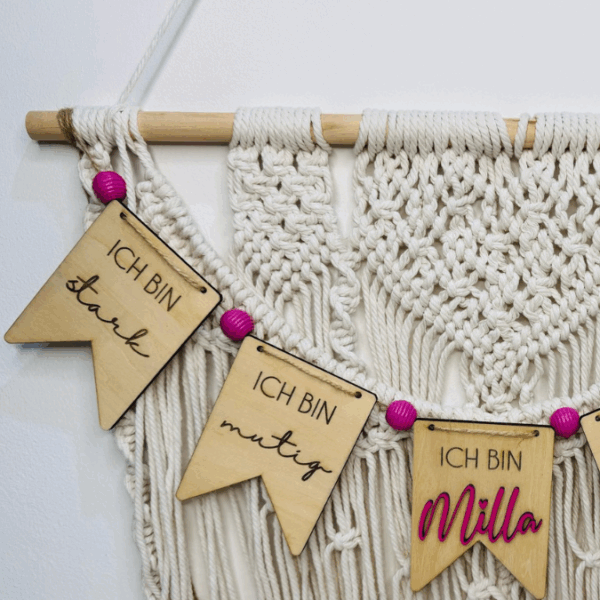 SVG Laser Datei Wimpel Affirmationen Kinderzimmer Deko personalisierbar Ich bin mutig... SVG Datei Kinderzimmerdeko – Bild 12