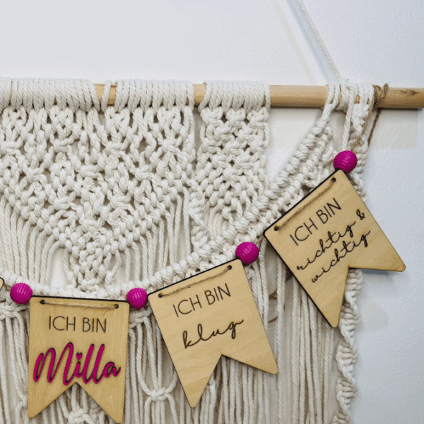 SVG Laser Datei Wimpel Affirmationen Kinderzimmer Deko personalisierbar Ich bin mutig... SVG Datei Kinderzimmerdeko – Bild 15