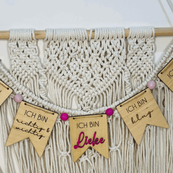 SVG Laser Datei Wimpel Affirmationen Kinderzimmer Deko personalisierbar Ich bin mutig... SVG Datei Kinderzimmerdeko – Bild 16