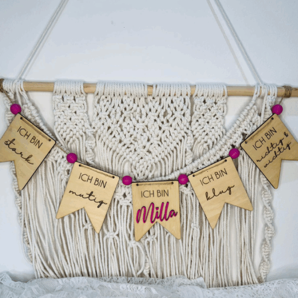 SVG Laser Datei Wimpel Affirmationen Kinderzimmer Deko personalisierbar Ich bin mutig... SVG Datei Kinderzimmerdeko – Bild 17