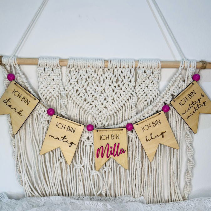 SVG Laser Datei Wimpel Affirmationen Kinderzimmer Deko personalisierbar Ich bin mutig... SVG Datei Kinderzimmerdeko – Bild 17
