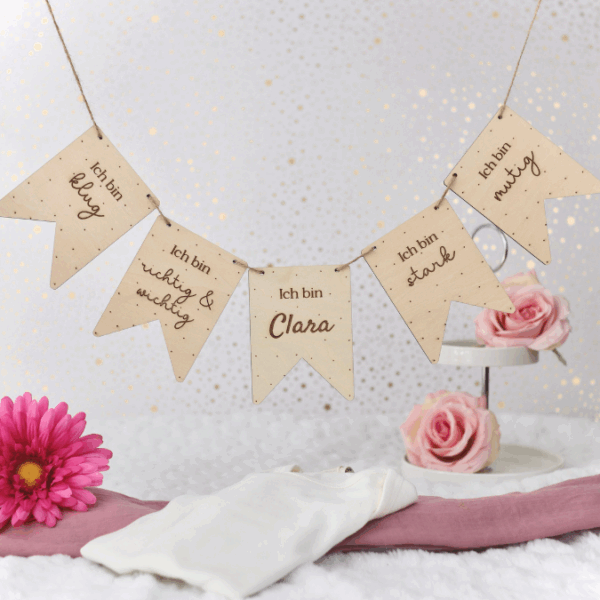 SVG Laser Datei Wimpel Affirmationen Kinderzimmer Deko personalisierbar Ich bin mutig... SVG Datei Kinderzimmerdeko – Bild 18