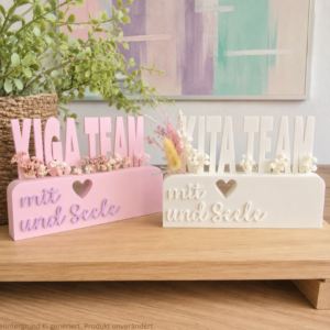 STL 3D Druck Datei Kindergartenabschied Danke Kindergarten Kiga Kita Aufsteller mit öffnung für Blumen Floral 3D-Druck Datei