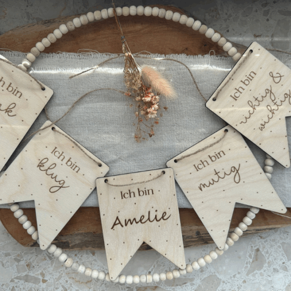 SVG Laser Datei Wimpel Affirmationen Kinderzimmer Deko personalisierbar Ich bin mutig... SVG Datei Kinderzimmerdeko – Bild 20
