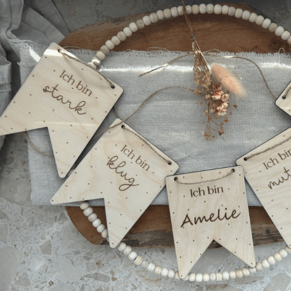 SVG Laser Datei Wimpel Affirmationen Kinderzimmer Deko personalisierbar Ich bin mutig... SVG Datei Kinderzimmerdeko – Bild 21