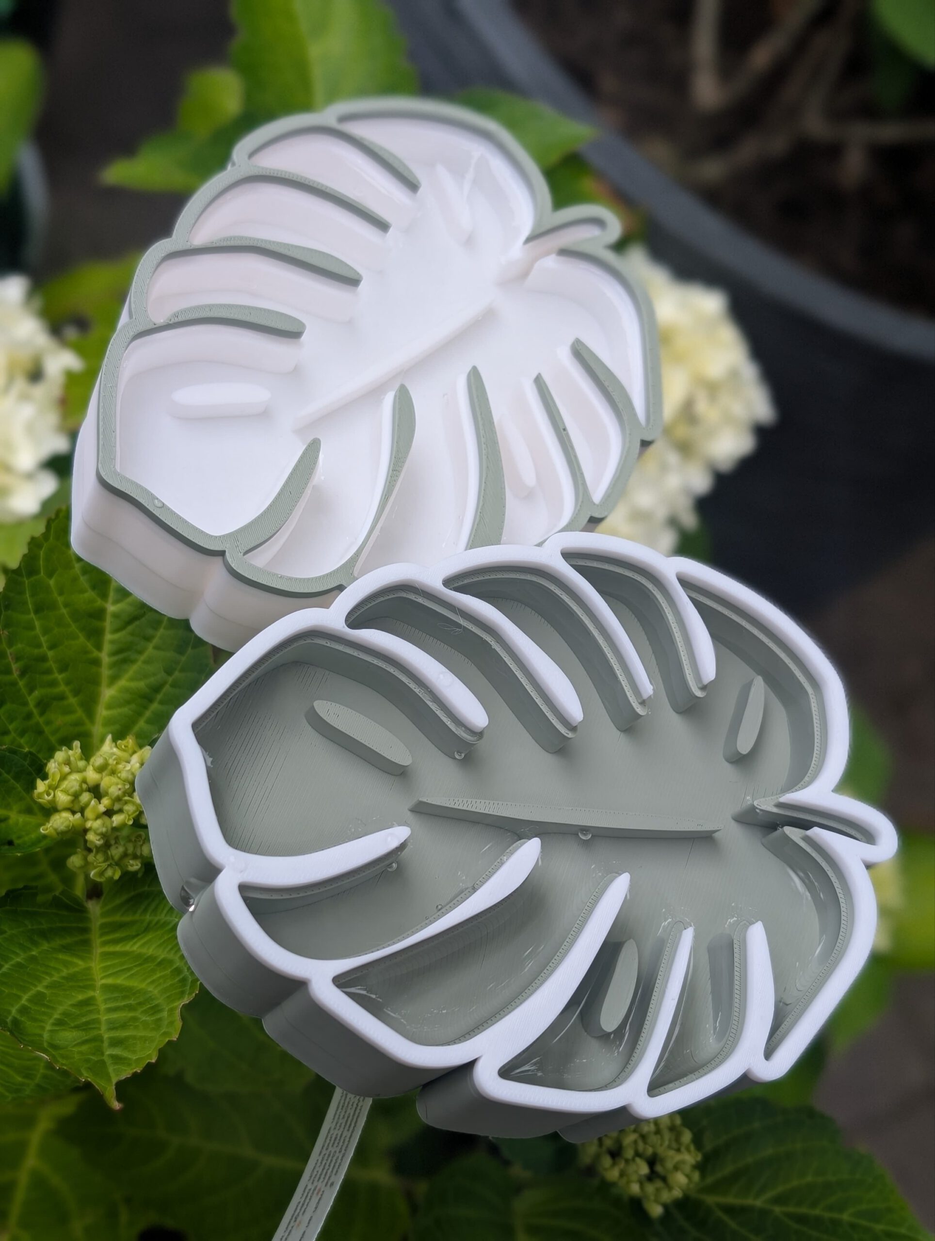 STL 3D Druck Datei Insektentränke Monstera Blatt für 8mm & 10mm Stäbe Bienentränke Schmetterlingtränke Garten Blumentopf Bambu Sommer