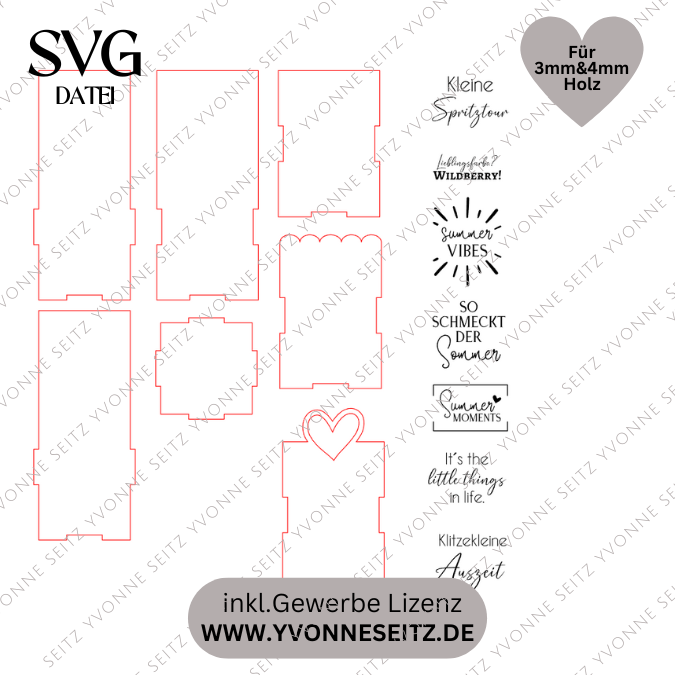 SVG Laserdatei 3 mm & 4mm Geschenkbox für kleine Lillet Aperol Flaschen Flaschenbox Summermoments Little Things Spritztour SVG Datei – Bild 2