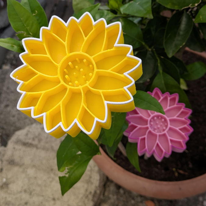 STL 3D Druck Datei Insektentränke Blume in 2 Größen jeweils für 8mm und 10mm Stäbe Bienentränke Schmetterlingtränke Garten Beet Blumentopf 3D-Druck Datei – Bild 14