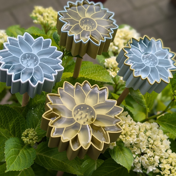 STL 3D Druck Datei Insektentränke Blume in 2 Größen jeweils für 8mm und 10mm Stäbe Bienentränke Schmetterlingtränke Garten Beet Blumentopf 3D-Druck Datei – Bild 6