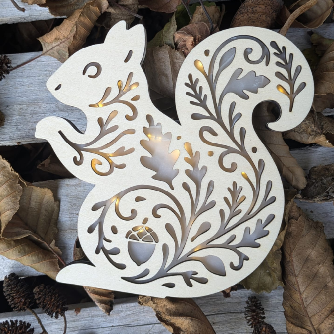 SVG Laser Herbst Datei Eichhörnchen Lichteichhörnchen für Transparentpapier Lichterkette Lichtdatei Leuchtdatei Laserdatei SVG Datei – Bild 3