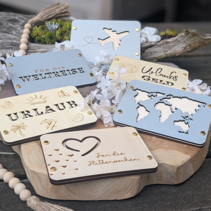 SVG Laserdatei Urlaub Reise Flitterwochen Hochzeit Geldgeschenk Verpackung für Geld 6 Designs Gutscheinkarten SVG-Datei – Bild 13