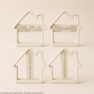 STL 3D Druck Datei Gartenstecker 4er Set Willkommen Häuser Haus Home sweet Home Statement Beetstecker Pflanzenstecker für 8mm & 10mm Stab
