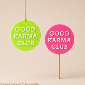 STL 3D Druck Datei Gartenstecker UND Schild zum aufhängen "Good Karma Club" Statement Beetstecker Pflanzenstecker für 8mm & 10mm Stäbe Bambu