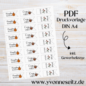 PRINT Druckvorlage PDF Geschenkanhänger 3 Designs Herbst Bunte Motive Tags Etiketten A4 Printable PDF Datei zum selber drucken