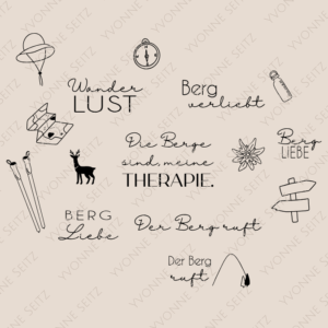 SVG Laser Datei Gravur Bergliebe Urlaub Berge Alpen Wandern Wanderlust Schwarzwald Heimat Laserdatei Plotterdatei