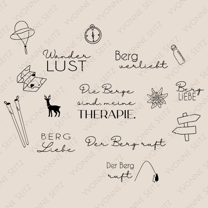 SVG Laser Datei Gravur Bergliebe Urlaub Berge Alpen Wandern Wanderlust Schwarzwald Heimat Laserdatei Plotterdatei