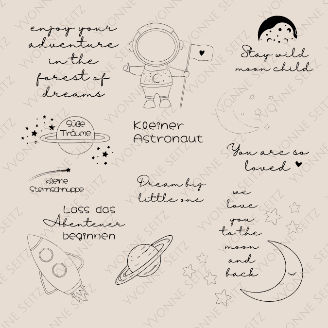 SVG Laser Datei Gravur Weltraum Rakete Kinderzimmer Kinder Baby Dream Big Astronaut Laserdatei Plotterdatei Sterne Mond Planeten