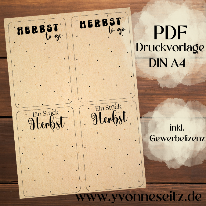 PRINT DRUCKVORLAGE PDF Verpackung Kleinigkeiten Geschenkkarte 2Designs Herbst to go Herbst in der Tüte Tüten Inlay Printable zum ausdrucken