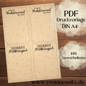 PRINT DRUCKVORLAGE PDF Verpackung Kleinigkeiten Geschenkkarte 2Designs Herbst Moment Herbst in der Tüte Tüten Inlay Printable zum ausdrucken