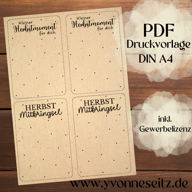 PRINT DRUCKVORLAGE PDF Verpackung Kleinigkeiten Geschenkkarte 2Designs Herbst Moment Herbst in der Tüte Tüten Inlay Printable zum ausdrucken