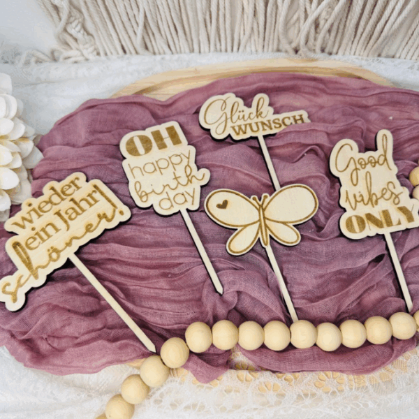 SVG Laserdatei Caketopper Geburtstag Gute Laune Mix Positive Good vibes inklusive Zahlen Kuchenstecker Pflanzenstecker SVG Datei – Bild 4