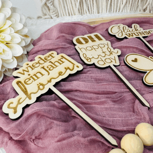SVG Laserdatei Caketopper Geburtstag Gute Laune Mix Positive Good vibes inklusive Zahlen Kuchenstecker Pflanzenstecker SVG Datei – Bild 5