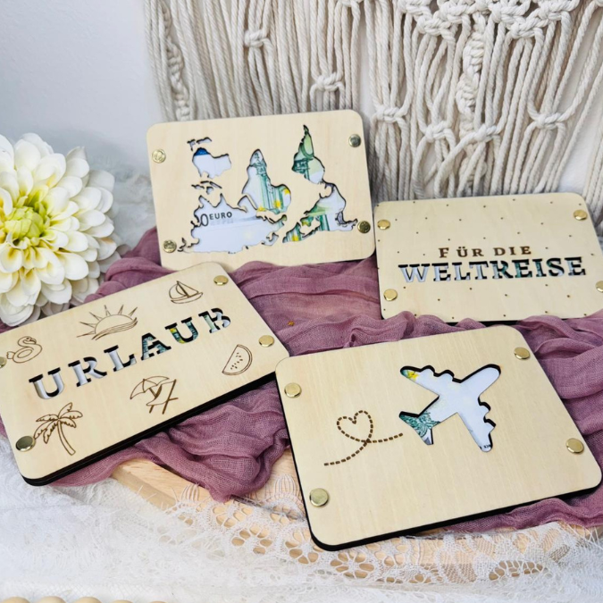 SVG Laserdatei Urlaub Reise Flitterwochen Hochzeit Geldgeschenk Verpackung für Geld 6 Designs Gutscheinkarten SVG-Datei – Bild 5