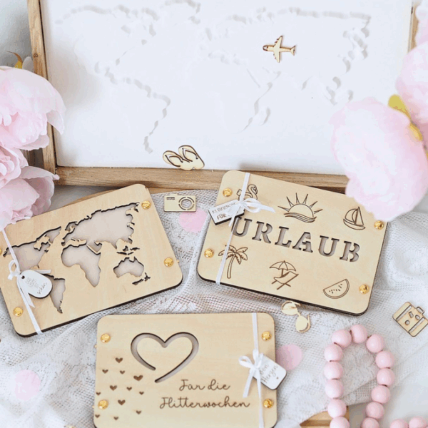 SVG Laserdatei Urlaub Reise Flitterwochen Hochzeit Geldgeschenk Verpackung für Geld 6 Designs Gutscheinkarten SVG-Datei – Bild 5