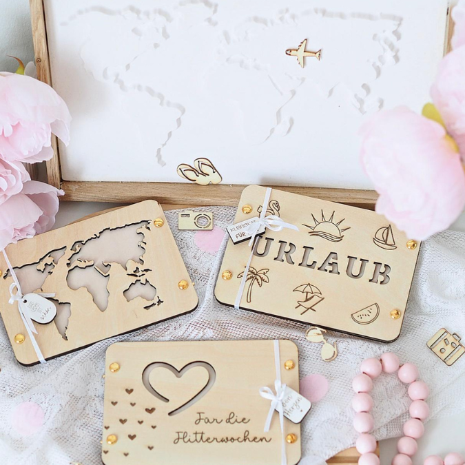 SVG Laserdatei Urlaub Reise Flitterwochen Hochzeit Geldgeschenk Verpackung für Geld 6 Designs Gutscheinkarten SVG-Datei – Bild 6