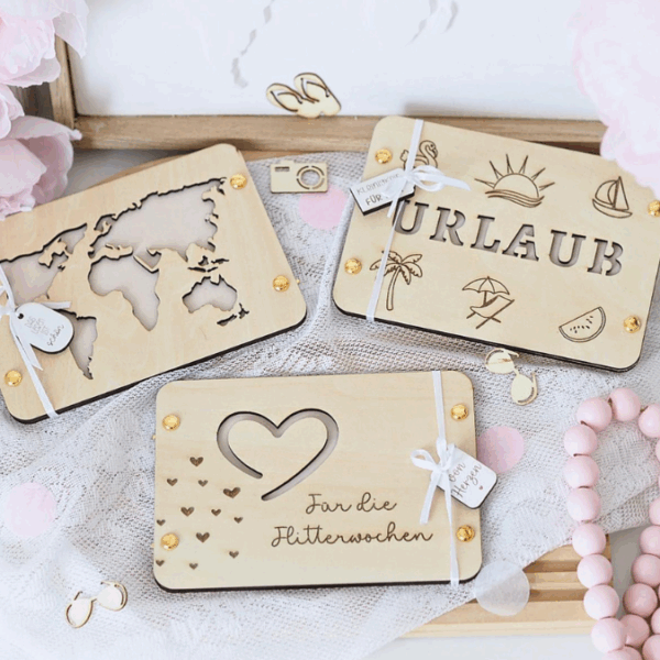 SVG Laserdatei Urlaub Reise Flitterwochen Hochzeit Geldgeschenk Verpackung für Geld 6 Designs Gutscheinkarten SVG-Datei – Bild 6