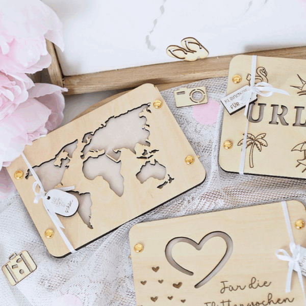 SVG Laserdatei Urlaub Reise Flitterwochen Hochzeit Geldgeschenk Verpackung für Geld 6 Designs Gutscheinkarten SVG-Datei – Bild 7