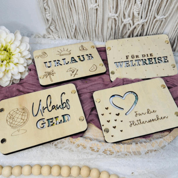SVG Laserdatei Urlaub Reise Flitterwochen Hochzeit Geldgeschenk Verpackung für Geld 6 Designs Gutscheinkarten SVG-Datei – Bild 9
