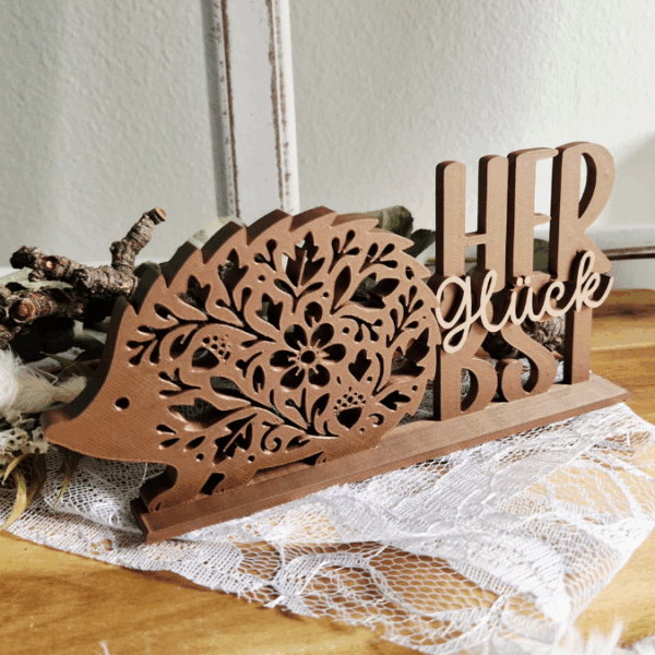STL 3D Druck Datei Herbst Igel Herbstglück Herbstdeko Floral Herbstblumen Aufsteller Geschenkidee