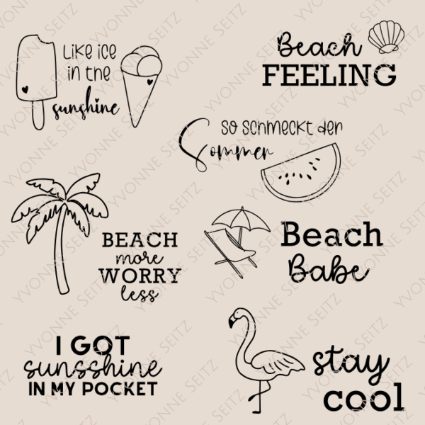 SVG Laser Datei Gravur Sommer Beach Urlaub Strand Palme Flamingo Laserdatei Plotterdatei